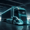 A glowing LKW in a future setting