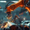 FEV Consulting, robot arm is welding an iron plate on the product, Industrialization
