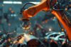 FEV Consulting, robot arm is welding an iron plate on the product, Industrialization