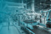 Car Factory 3D Concept: Automated Robot Arm Assembly Line Manufacturing High-Tech Green Energy Electric Vehicles. Automatic Construction, Building, Welding Industrial Production Conveyor.