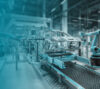 Car Factory 3D Concept: Automated Robot Arm Assembly Line Manufacturing High-Tech Green Energy Electric Vehicles. Automatic Construction, Building, Welding Industrial Production Conveyor.