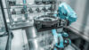 Robotic Arm production lines modern industrial technology. Automated production cell.